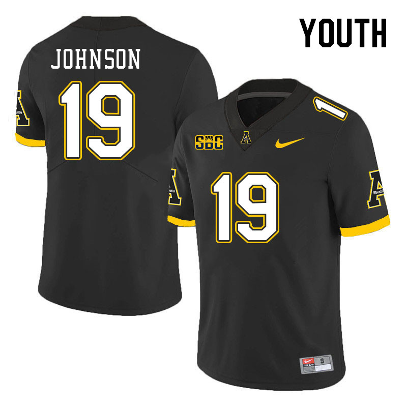 Youth #19 Ethan Johnson Appalachian State Mountaineers College Football Jerseys Stitched Sale-Black - Click Image to Close